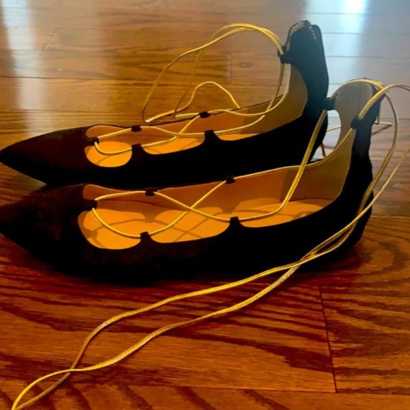 J Crew Flats with Tie Up - Black - Size 9 - Picture 2 of 2